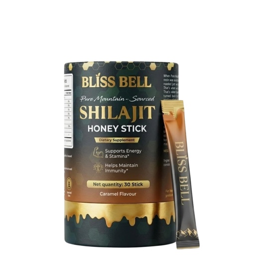 [BRSRGGIZOIGWCC3D] BLISS BELL Pure Himalayan Shilajit Honey Sticks 400mg with Organic Honey 30 Caramel Sticks Energy Boost and Immune Support 85+ Trace Mineral 76%+ Fulvic Acid Shilajit for Men and Women