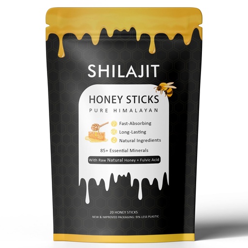 [BRSRGYARCF5BA3TA] Rone Honey Packets with Himalayan Shilajit, Natural Honey, Saffron - Energy Boost & Immune Support, 85+ Trace Minerals, 75%+ Fulvic Acid - 20 Sticks (1)