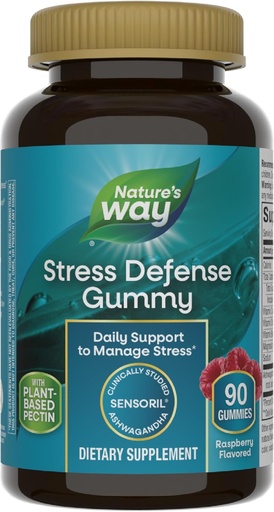 [BRSW2AY7AUCRSC3D] Nature's Way Stress Defense Gummies, Stress Support*, Supports Balanced Cortisol Response*, with Sensoril Ashwagandha, Vitamins B6, C, and D3, Raspberry Flavored, 90 Gummies (Packaging May Vary)