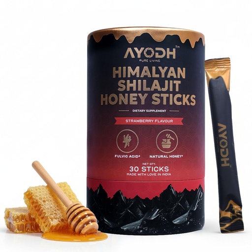 [BRSREAL6CB7RAGTJ] Pure Himalayan Shilajit Honey Sticks with Honey & Strawberry 30 Sticks | 75%+ Fulvic Acid, 85+ Trace Minerals | Support Energy & Immunity | Easy Single-Use Packets for Men & Women