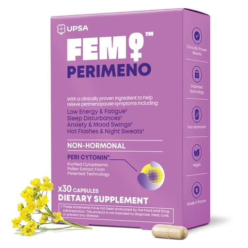 [BRSRGFAHAAJQ4HQ3] Upsa FEM Perimeno Perimenopause Supplements for Women - Non-Hormonal Pre-Menopause Support for Hot Flashes, Night Sweats, Mood, Sleep & Low Energy - Hormone Balance, Anxiety Relief - 30 Capsules
