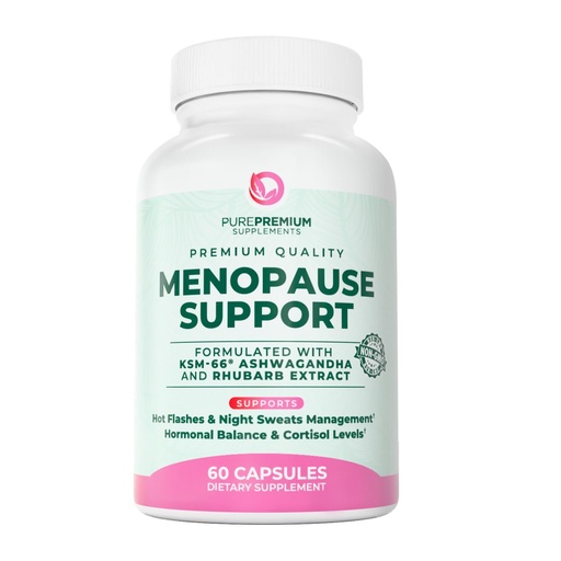 [BRSRGHY3PIJWCGT6] PurePremium Menopause Supplements for Women with KSM-66® Ashwagandha, Rhubarb Extract & Black Cohosh - Hot Flashes, Night Sweats, Perimenopause Support - Hormone Balance & Cortisol Support - 60 Count