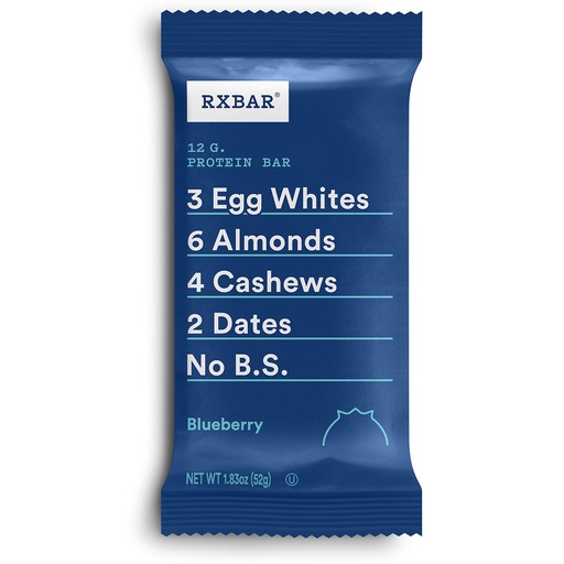 [BRSWKHAKBIHGGFAZ] RXBAR Blueberry, Protein Bar, High Protein Snack, Gluten Free ,Pack of 24