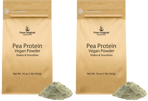 [BRSRGFIKPN7WMYDH] PURE ORIGINAL INGREDIENTS Pea Vegan Protein Powder (1 lb) Gluten Free, from Yellow Peas (Pack of 2)