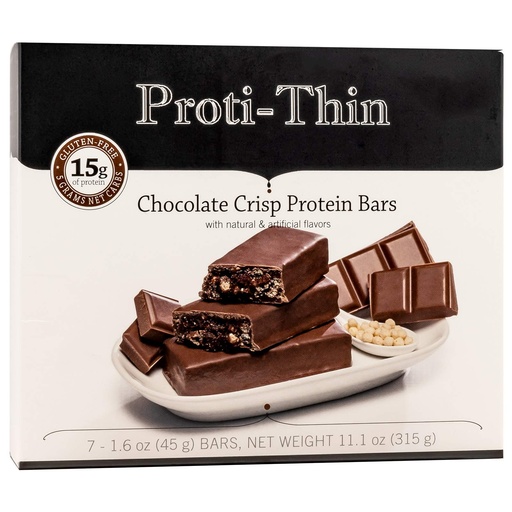 [BRSWG2YOOQCQACL6] Proti-Thin Chocolate Crisp High Protein Bars, 15g Protein, Low Carb, Low Fat, Low Sugar, No Gluten Ingredients, Ideal Protein Compatible, Aspartame Free, 7 Count Box