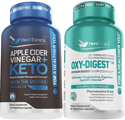 [BRSWYHYQPNYRQET4] Herbtonics Apple Cider Vinegar Plus Keto BhB Salts with OxyDigest Bundle