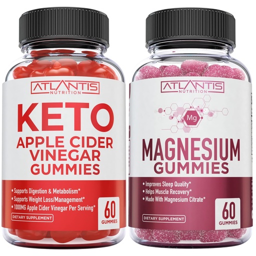 [BRSRMALRBYOWGEY4] 60 Keto Apple Cider Vinegar Gummies Advanced Weight Loss + 60 Magnesium Gummies Formualted with 770 MG Magnesium Citrate.