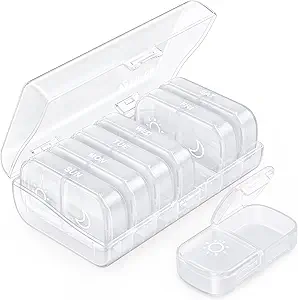 [BRSROGD4PMHBUAY2] AUVON XL Weekly Pill Organizer 2 Times a Day, Pill Box 7 Day with One-Side Large Openings for Easy to Use, White AM PM Pill Case for Medication, Vitamins, Fish Oils, Supplements