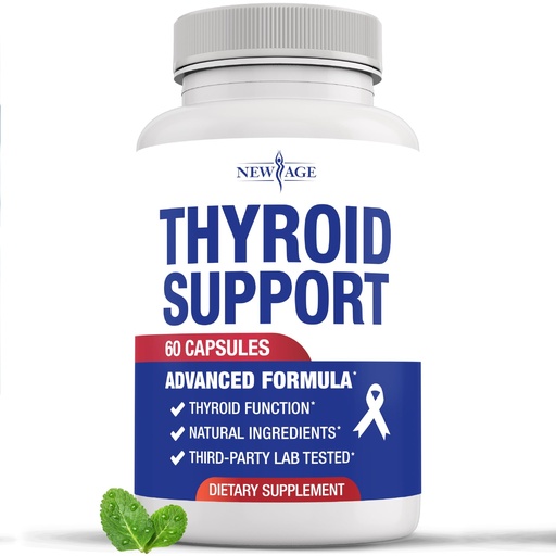 [BRSREZQOCIBB63AY] NEW AGE Thyroid Support Supplement for Women & Men with Iodine, B12, Zinc, Selenium, Ashwagandha, Bladderwrack, Turmeric, Schisandra - Non-GMO - 60 Count