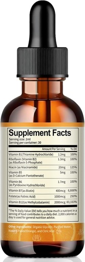 [BRSRAGL3CUJQIAI7] Liposomal Vitamin B Complex Drops with Vitamin B1 Thiamine, B2 Riboflavin, B3 Niacin, B5 Pantothenic Acid, B6 Pyridoxine, B7 Botin, B9 Folate, Methyl B12 for Energy, Metabolism, Skin, Mood-2 FL.OZ
