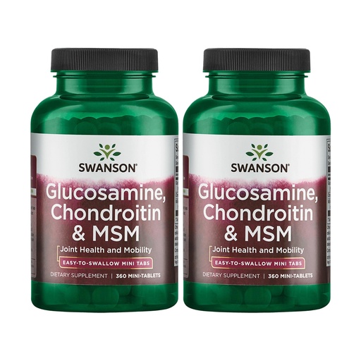 [BRSWGZIDO55QMD3L] Swanson Glucosamine, Chondroitin & MSM - Cartilage & Joint Health Supplement* - Supports Mobility & Flexibility* - Easy-to-Swallow Mini Tablets - Gluten Free & Non-GMO - 360 Mini-Tablets (2 Pack)