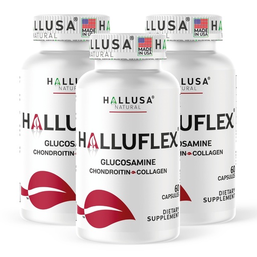 [BRSRECAROYMWO3Y7] Hallusa Natural Halluflex 2850mg Glucosamine Chondroitin, MSM & Hydrolyzed Collagen, Joint Support Supplement for Women & Men, 180 Capsules