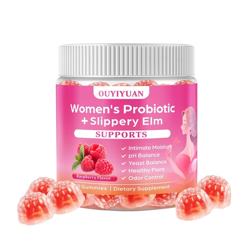 [BRSRGEIODMNAIFD7] Women's Probiotic Gummies pH Balance & Gut Flora, Natural Raspberry Flavor, Vegan & Non-GMO, 90 Gummies