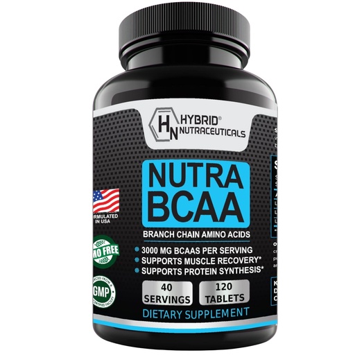 [BRSWGZYRPIBQ2AYU] Hybrid Nutraceuticals Nutra BCAA 3000mg Branched Chain Amino Acids Supplements - Sugar Free Pre Workout, Non-GMO, Vegan: 120 Tablets