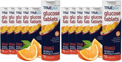 [BRSRGFI7BB7A4DTV] TRUEplus Glucose Tablets, Orange Flavor - 6X 10ct Tubes (Pack of 2)