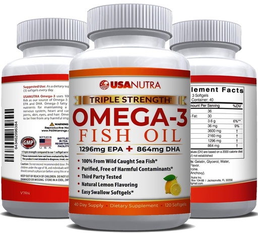 [BRSWGZQZOQBBMGT7] Omega 3 Fish Oil Supplement 3600mg with EPA and DHA for Women and Men Supports Joint, Brain and Heart Health 120 Softgels, 40 Day Supply