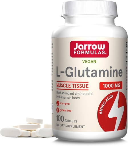 [BRSWIYTYC4DQIGA7] Jarrow Formulas L-Glutamine 1000 mg, Dietary Supplement for Muscle Tissue, Multifunctional Amino Acid, Immune Support , 100 Easy-Solv Tablets, 50-100 Day Supply