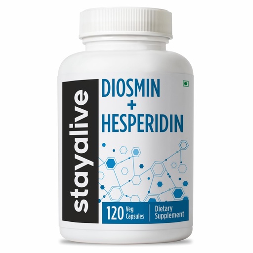 [BRSRE2TRPJYAM3TA] STAY ALIVE Diosmin Hesperidin 1000mg Complex, 120 Count, Citrus Bioflavonoids Rich Fruit Extract, 2 Month Supply, 100% Vegetarian, Non-GMO & Gluten Free Hesperidin and Diosmin Supplement Capsules