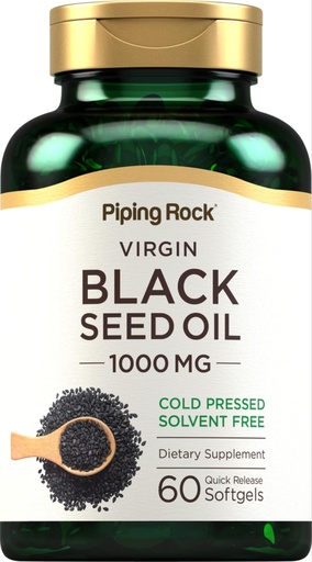 [BRSROFAQCMIBQG3F] Piping Rock Black Seed Oil Softgel Capsules | 1000mg | 60 Pills | Cold Pressed Solvent Free | Non GMO, Gluten Free Supplement