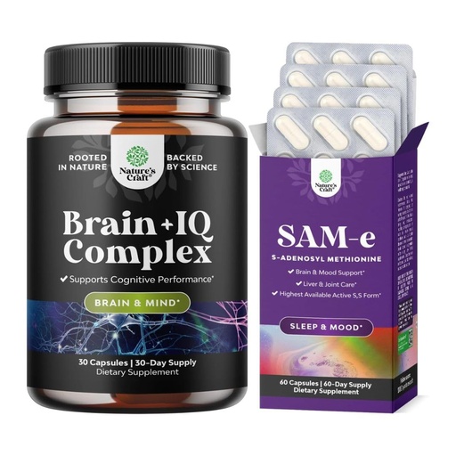 [BRSRE2YRAQIRECDX] Bundle of Nootropic Memory Supplement for Brain Support - Memory Pills for Brain Boost and Natural Energy Booster, Sam-E 200mg Mood Support Supplement for Brain Support and Liver Detox Cleanse
