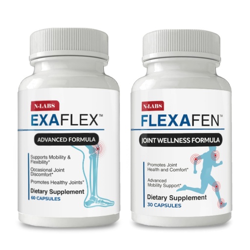 [BRSRACAHCUJWADY7] N-Labs Joint Support Bundle – Supports Mobility & Flexibility – ExaFlex & Flexafen for Joint Comfort & Strength – 60 Capsules, 30 Capsules