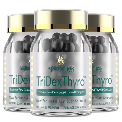 [BRSRGCY7CAHRYEI6] Thyroid Supplement – TriDexThyro™ Raw Desiccated Thyroid Complex 375 mg with Bovine, Porcine & Ovine –180 Capsules for Women and Men（3 Pack）