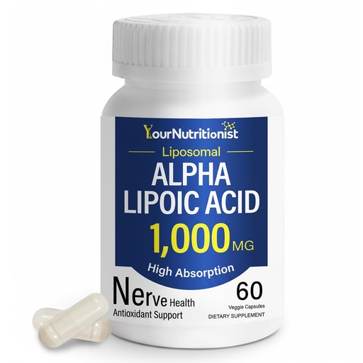 [BRSRGYI6DMBBMCLJ] Liposomal Alpha Lipoic Acid 1000mg Supplement for Cellular Energy & Antioxidant Support – with Acetyl L-Carnitine, Benfotiamine, P-5-P & Methyl B12 – Adults 40+ – 60 Capsules