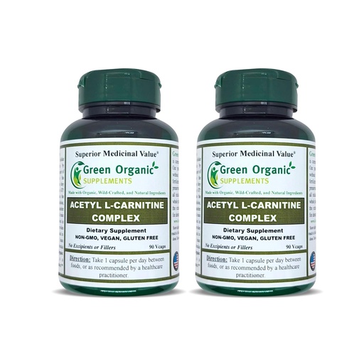 [BRSRAZLRBYIAYDI6] Green Organic Supplements Acetyl L-Carnitine, Carnitine, ALC, High Absorbable, Non-GMO, Gluten-Free (Pack of 2)