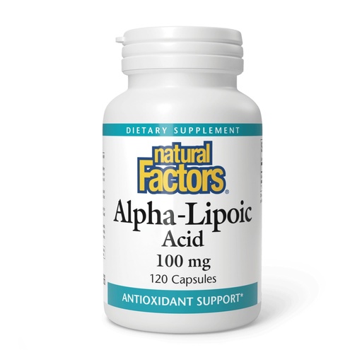 [BRSWIZYZOMDWAYDU] Natural Factors Alpha-Lipoic Acid 100 mg - Antioxidant Support* - Non-GMO - 120 Capsules