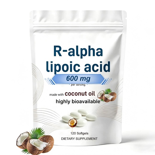 [BRSRYYARBF6B6FI7] R-Alpha Lipoic Acid with Coconut Oil - Non-GMO, Gluten-Free, Soy-Free - 120 Softgels