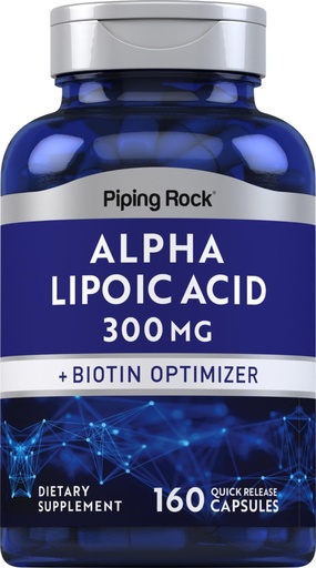 [BRSROBQ3OEIQYFDH] Piping Rock Alpha Lipoic Acid 300mg | Plus Biotin Optimizer | 160 Capsules | Non-GMO, Gluten Free Supplement
