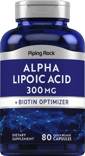 [BRSROBQ3OACBQCLD] Piping Rock Alpha Lipoic Acid 300mg | Plus Biotin Optimizer | 80 Capsules | Non-GMO, Gluten Free Supplement