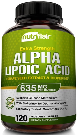 [BRSWGELYBV7QA3QU] NutriFlair Alpha Lipoic Acid 600mg - with Grape Seed & BioPerine, 120 Caps