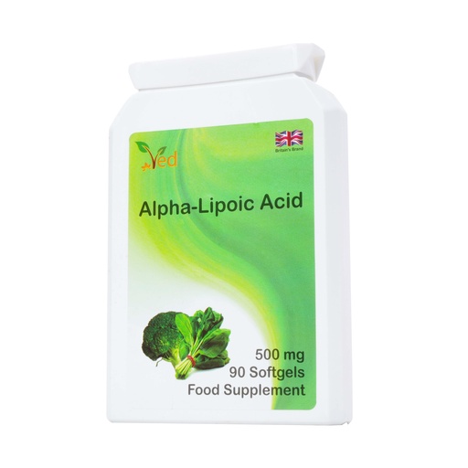 [BRSWECQQOUBW2CQ7] Ved Alpha Lipoic Acid 500mg, 90 Softgel.