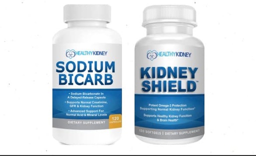 [BRSROYARAFYGO3L5] Kidney Shield Omega-3 Fish Oil & Sodium Bicarb 2 Pack Bundle Support Normal Kidney Function & Acid Levels