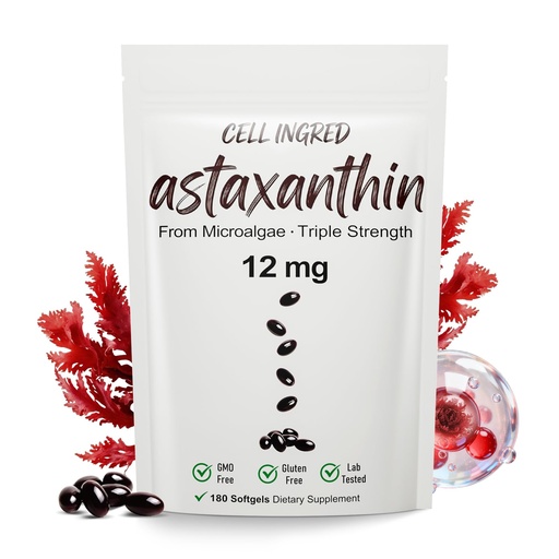 [BRSRGAD4CEPQG3DG] Astaxanthin 12mg Supplements,antioxidant Supplement 180 Softgels for 6 Month Supply - Premium Natural Microalgae, Supports Wellness for Skin, Eyes and Joints, Non-GMO & No Gluten