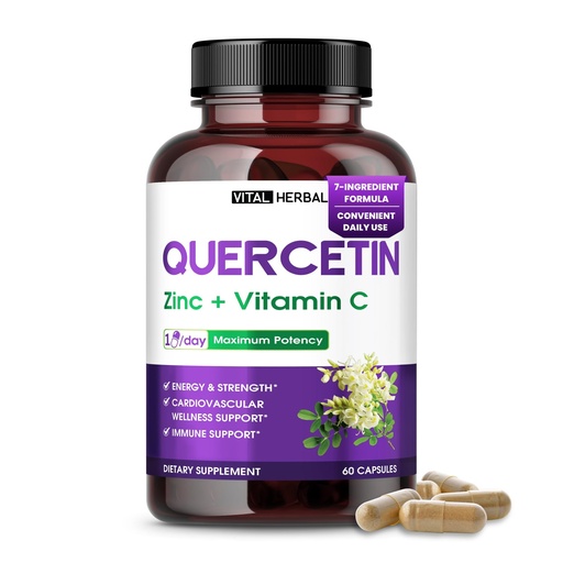 [BRSW2FQZOADWC3Q4] Quercetin 700mg with Zinc, Vitamin C & Bromelain – Immune & Antioxidant Support Supplement – 60 Capsules – Vital Herbal