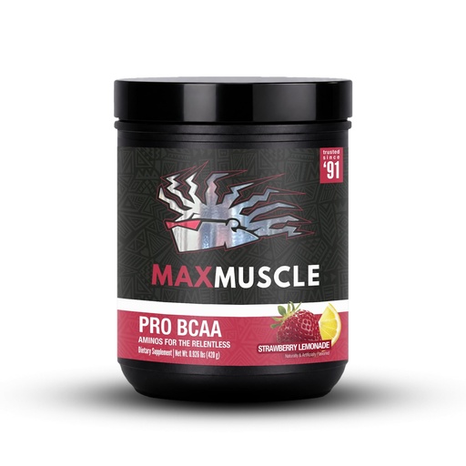 [BRSRGYA5A4IRG2TG] Max Muscle Pro BCAA, Aminos for The Relentless, 7G BCAA, Post Workout Muscle Recovery (Strawberry Lemonade)