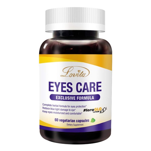 [BRSWYHQTOUFQAFAY] LOVITA Eyes Care, Eye Vitamins with Clinically Proven FloraGLO Lutein, 10000 mg Equivalent Bilberry, Black Currant & Eyebright, Supports Eye Strain, Dry Eye and Vision Health, 60 Vegetarian Capsules