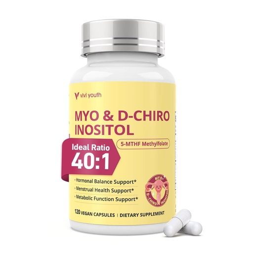 [BRSRGGL6PMBWODT7] Myo-Inositol & D-Chiro Inositol 40:1 for Women — Hormone Balance, Ovarian Function & Regular Cycles | Vitamin D3, Methylfolate, ALA & Chromium | Third-Party Tested, Vegan, 120 Capsules