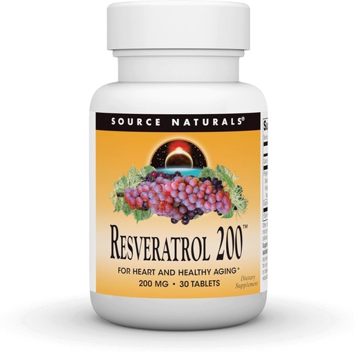 [BRSWIYAFAYORY2TU] Source Naturals Resveratrol, for Heart and Healthy Aging* 200 mg - 30 Tablets