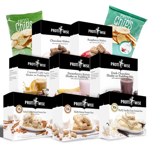 [BRSREZAHPN6B6HIU] ProtiWise 7-Day Protein Meal Kit | 10 High-Protein Snacks, Bars, Shakes & Wafers | Delicious Low-Calorie Meal Replacements | Healthy, Convenient Weight Loss Support with Great Taste