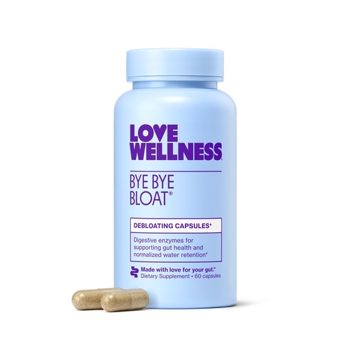 [BRSWGBQKCINGACDH] Love Wellness Bye Bye Bloat | Digestive Enzymes for Fast Acting Bloating Relief for Women | Helps Reduce Water Retention & Gas Relief | Supports Digestive Health with Fenugreek & Dandelion | 60 Count