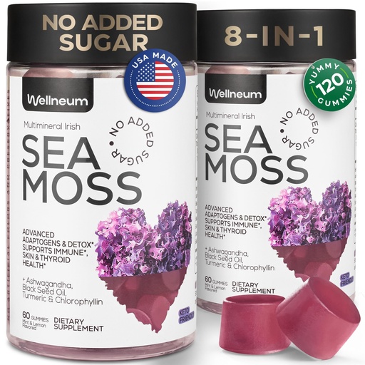 [BRSROCANCV7WEYD6] Multimineral Sea Moss Gummies 3000 Mg with Probiotic, Bladderwrack, Black Seed Oil, Ashwagandha, Burdock Root (2 Pack) - Irish Seamoss for Immunity, Thyroid and Gut Health - Vegan, Sugar Free