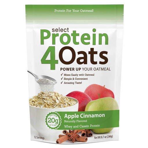 [BRSWGZ3QCUFBQYDL] PEScience Protein4Oats, Protein Powder to Make Amazing Tasting Protein Oatmeal, with Whey and Casein, Gluten Free - Apple Cinnamon, 12 Servings