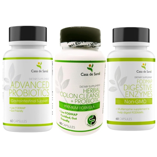 [BRSROBQ2C4FB4CY7] Advanced Probiotics, FODMAP Digestive Enzymes, Non GMO and Herbal Laxative Capsules Low FODMAP Certified Bundle