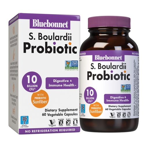 [BRSREYYTBMBA42AU] BlueBonnet Nutrition S. Boulardii Probiotic 10 Billion CFU^ w/Prebiotic Sunfiber – Shelf Stable - for Women & Men Digestion, Gut, Mood* - Non-GMO, Vegan, Free of Gluten, Dairy & Soy - 30 Servings