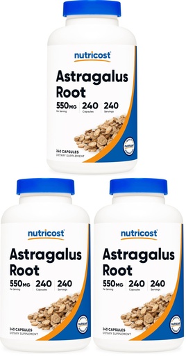 [BRSRYYIRB4OWEH34] Nutricost Astragalus Capsules 550mg, 240 Vegetarian Capsules - Non-GMO and Gluten Free (Pack of 3)
