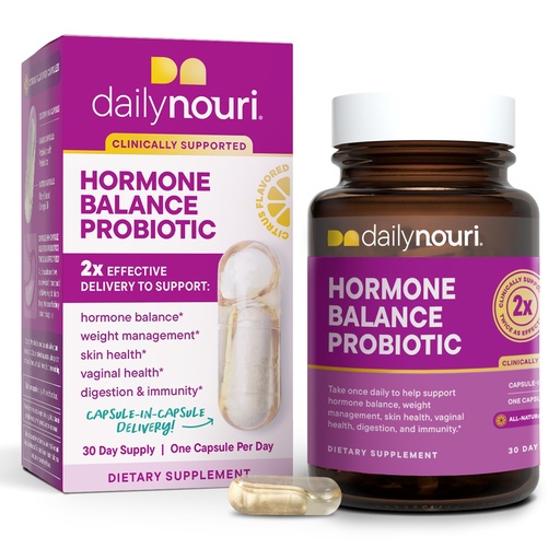 [BRSRAFI3BNYAOF3Z] Daily Nouri Hormone Balance Probiotics for Women | Hormone Balance for Women | PMS, Hormonal Acne, & Bloating Support | 7 Clinically Studied Strains + Omega | 30-Day Supply