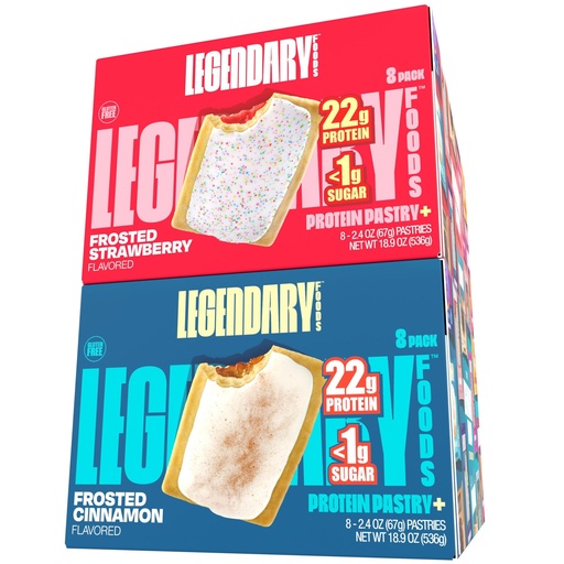 [BRSRYZY7BB5G2233] Legendary Foods Protein Snack Variety Pack 16-Pack Bundle - Frosted Cinnamon and Strawberry Pastries - High Protein, Low Carb, Zero Sugar Keto Friendly Snacks